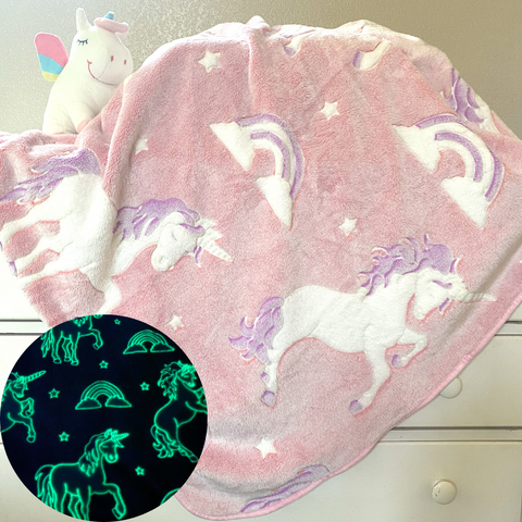 Pink Glow in the Dark Unicorn Blanket