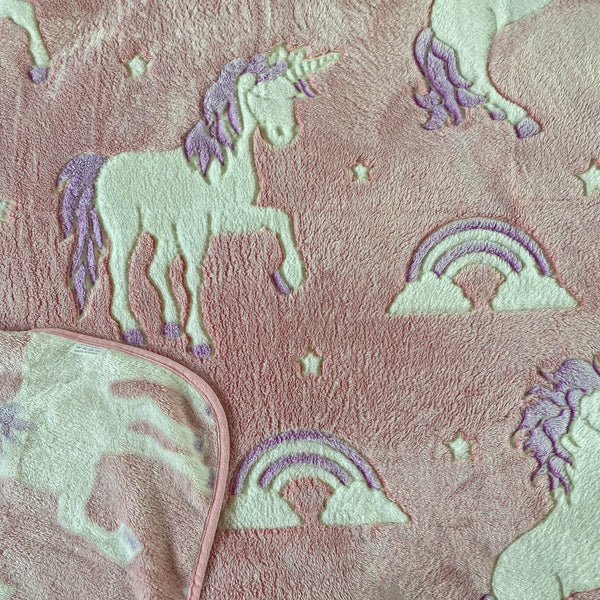 Pink Glow in the Dark Unicorn Blanket
