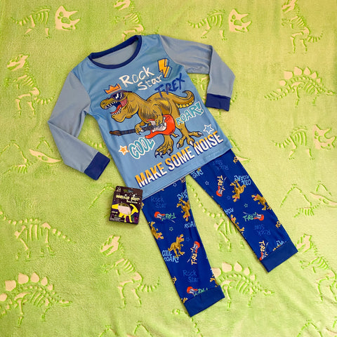 Blue Long Sleeve Dino PJ Bundle