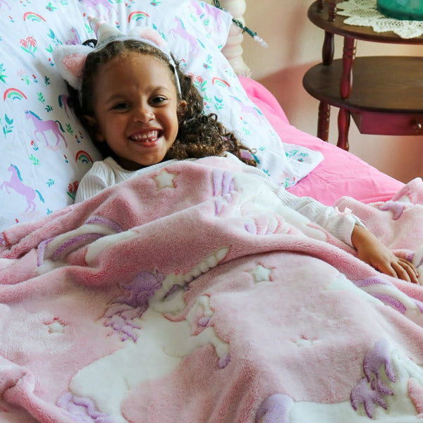Pink Glow in the Dark Unicorn Blanket