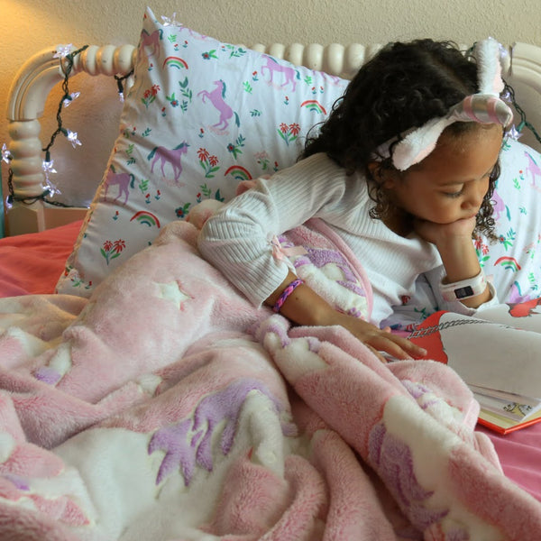 Pink Glow in the Dark Unicorn Blanket