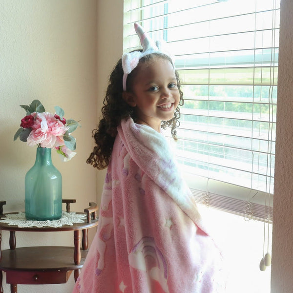 Pink Glow in the Dark Unicorn Blanket