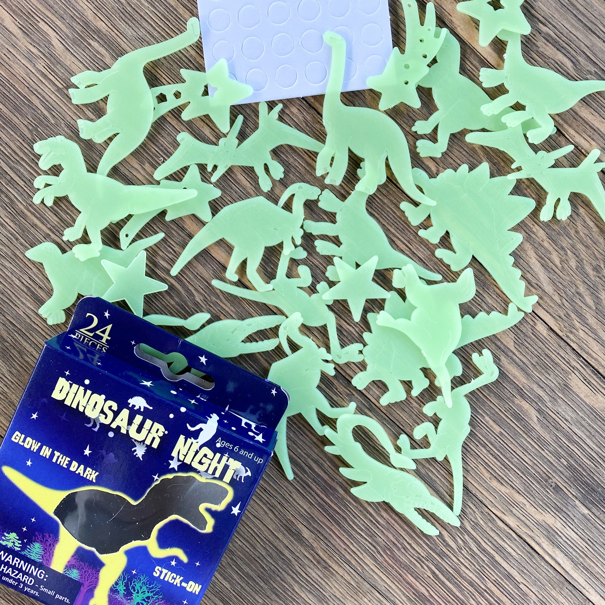 Glow in the Dark Dinosaur Wall Stickers, 24 pieces