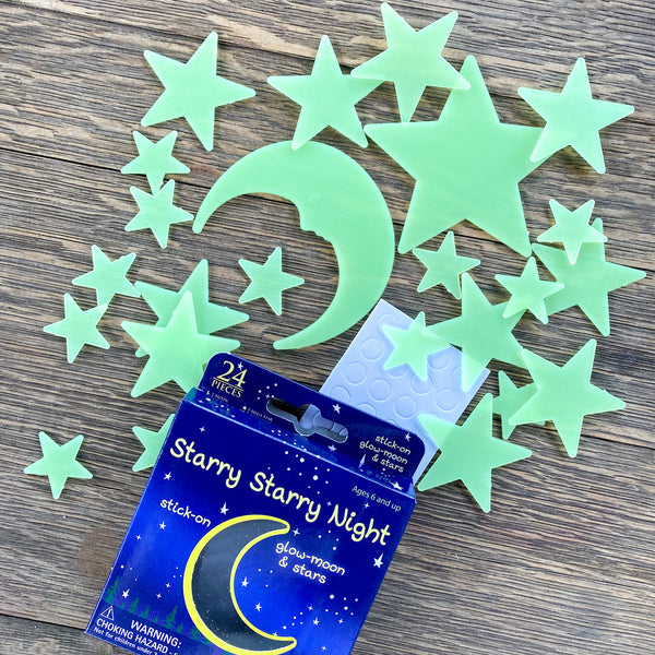 Glow in the Dark Moon and Stars Wall Stickers, 24 pieces