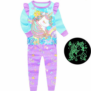 NEW! Glow in the Dark Long Sleeve Unicorn Pajamas - Snug Fit